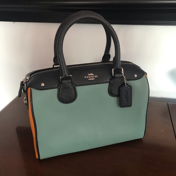 Coach BLUE MULTI Colorblock Leather MINI BENNETT & Wallet NWT - Picture 2 of 16